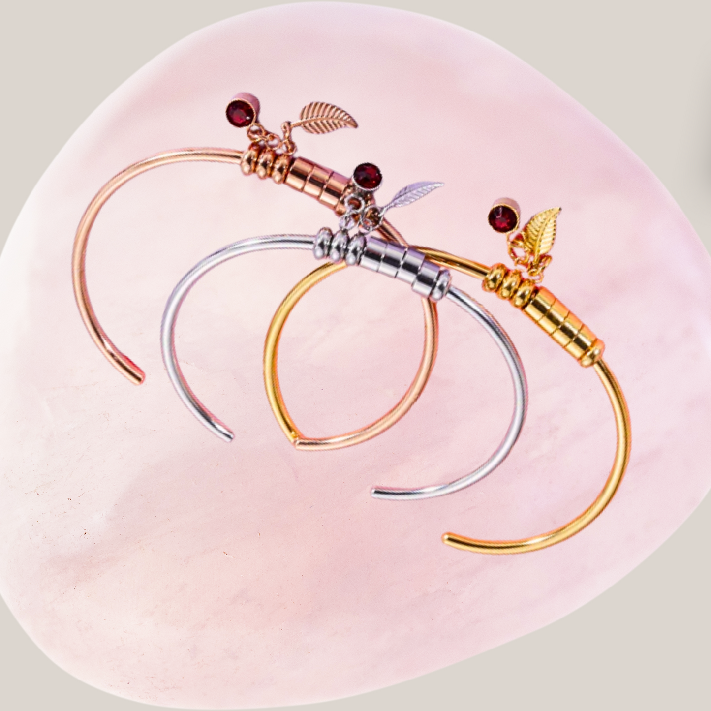 Personalised Open Bangle Bracelet with Birthstone