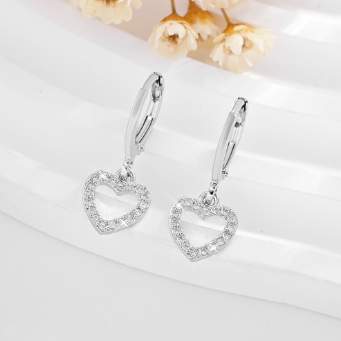 Elegant Silver Heart-Shaped Earrings