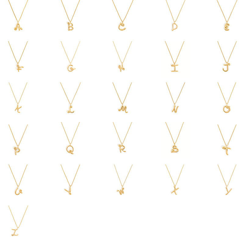 Curly Molten Initial Pendant Necklace