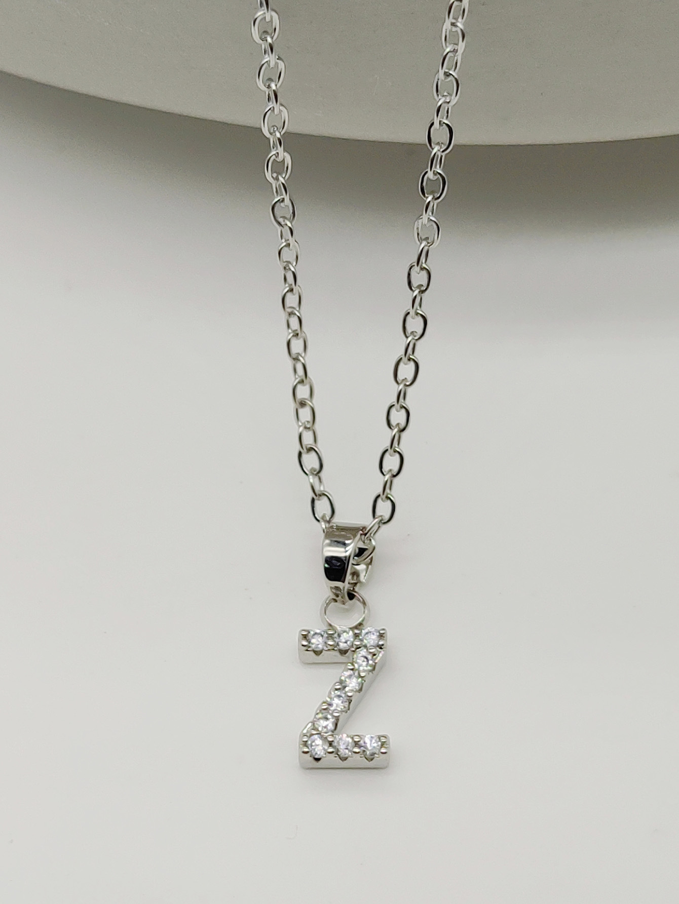 Silver Sparkling Initial Pendant