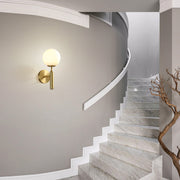 Decorica White and Gold LED Glass Globe Indoor Wall Sconce