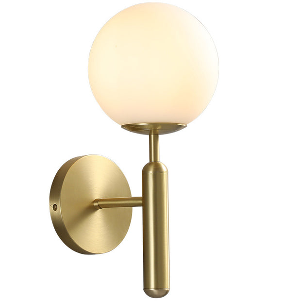 Decorica White and Gold LED Glass Globe Indoor Wall Sconce