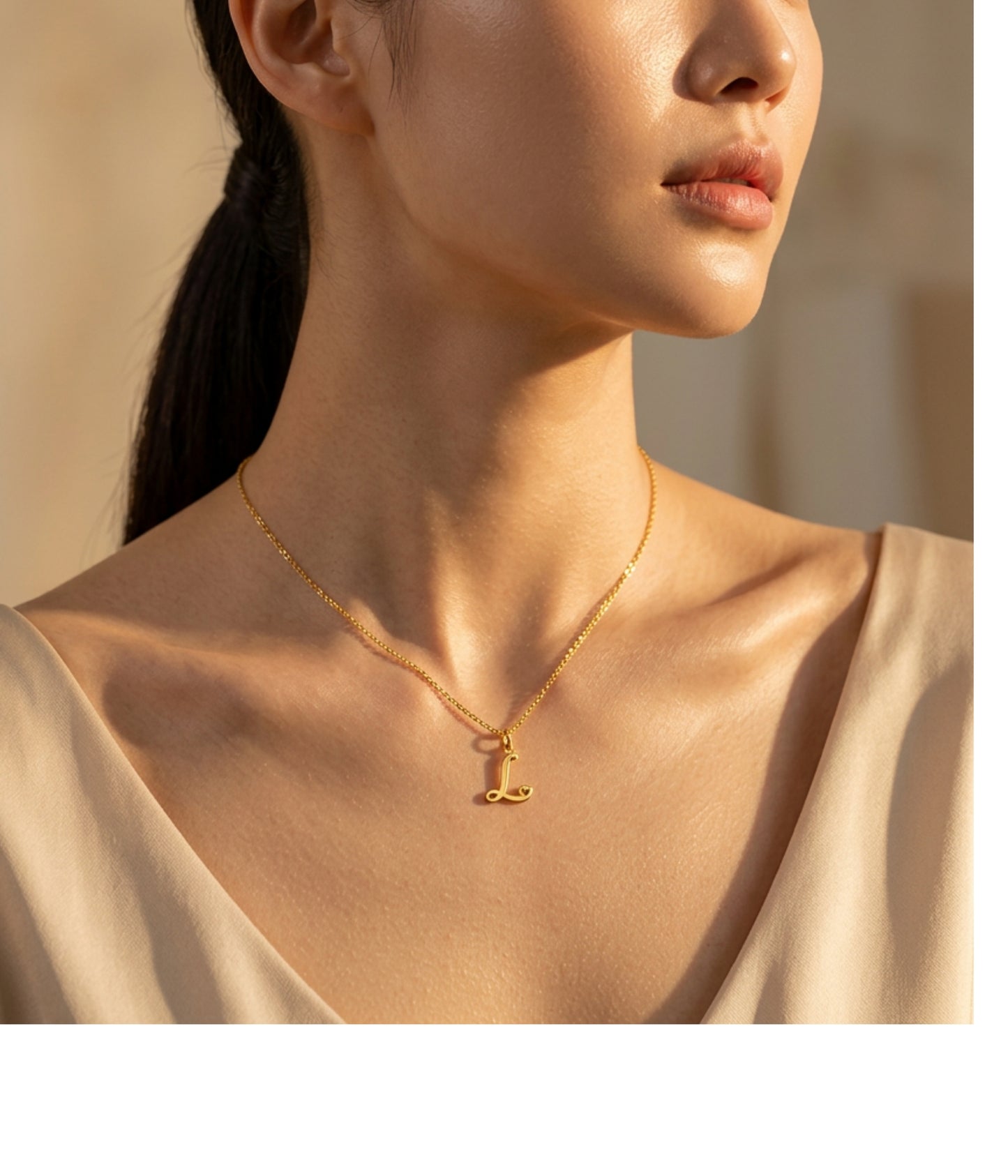 Personalised Initial Letter Necklace with Tiny Heart Charm Custom Name Capital Alphabet Pendant