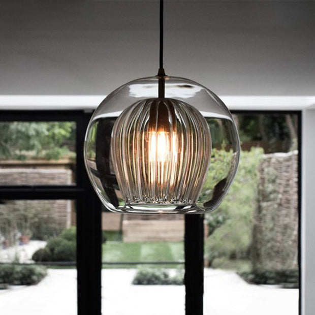 Trendy Transparent LED Glass Ball Adjustable Hanging Pendant Light