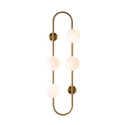 Globe Wall Sconce White Glass 4-Light Wall Lighting Gold Oblong Hanging Rod