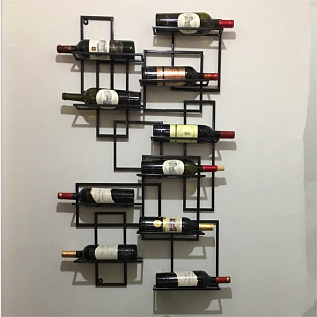 10-Bottle Modern Geometric Wall Mounted Wine Rack