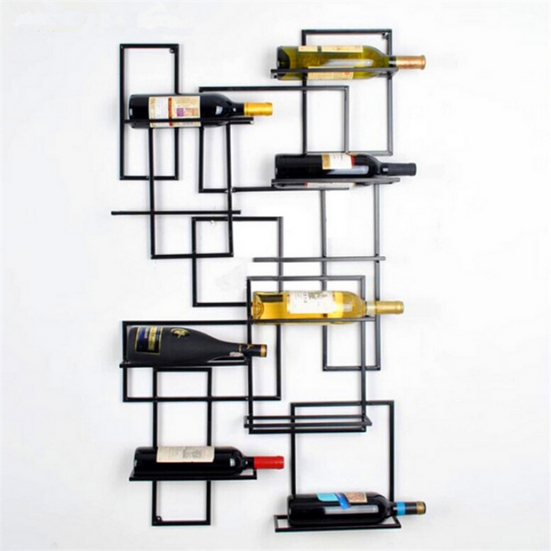 10-Bottle Modern Geometric Wall Mounted Wine Rack