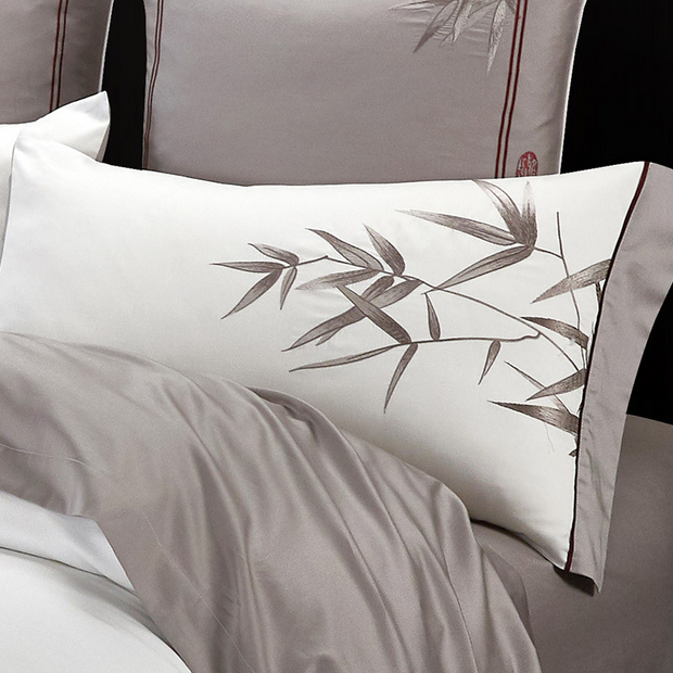 Bamboo White Bloom Duvet Cover Set (Egyptian Cotton)