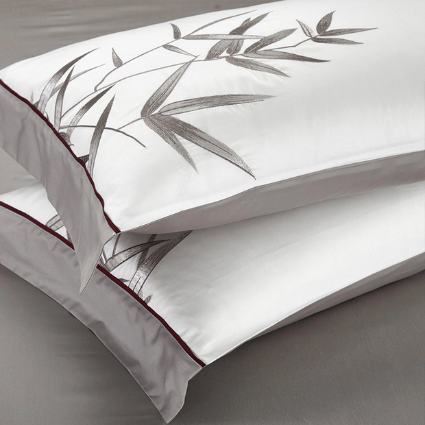 Bamboo White Bloom Duvet Cover Set (Egyptian Cotton)