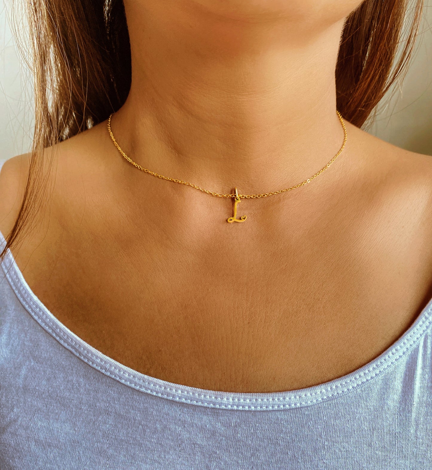 Custom Letter Necklaces with Tiny Heart