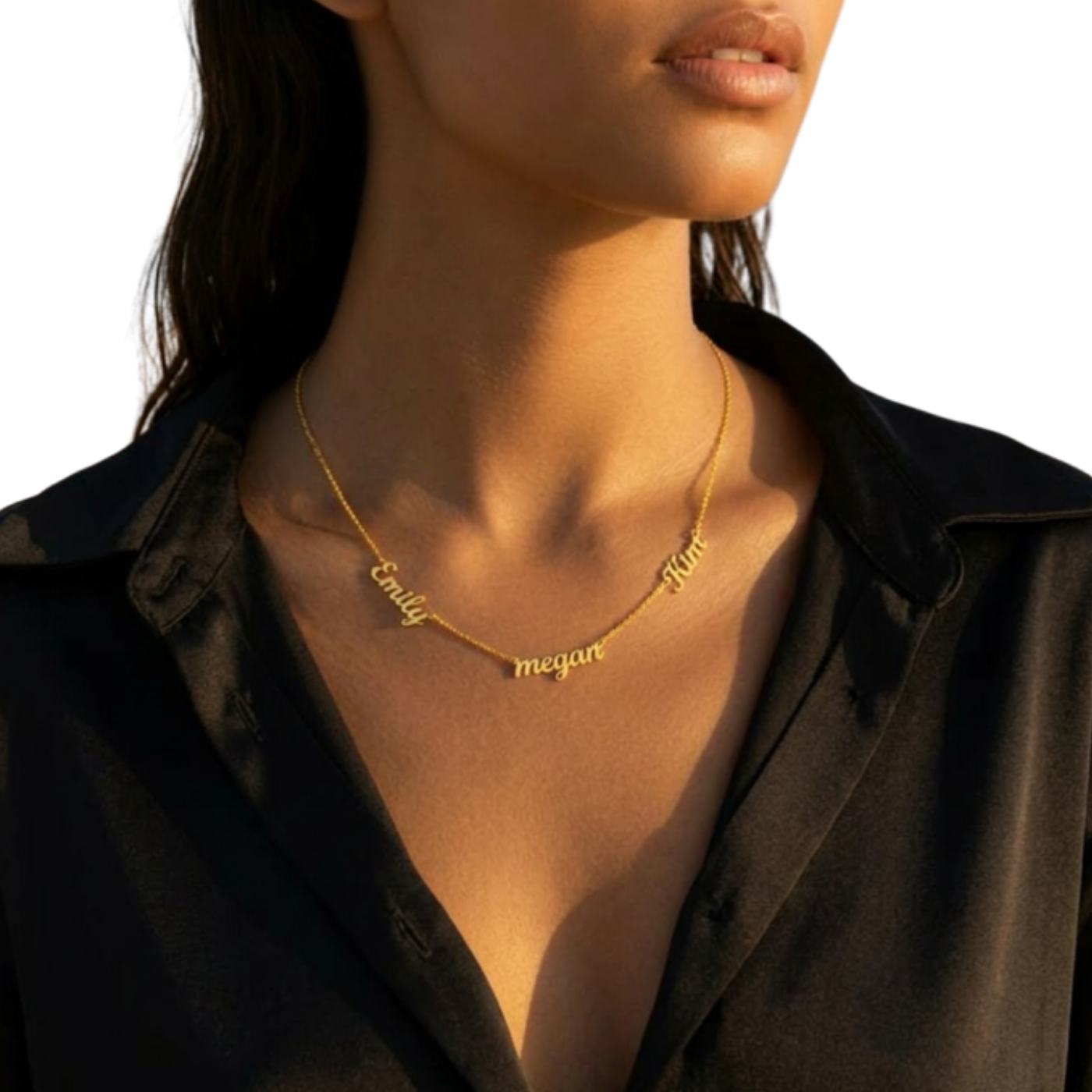 Custom Multiple Name Necklace - Personalised Multi Nameplate Pendant, Iced Out Family Mother's Gift, Waterproof Gold Stainless Steel Jewelry for Her