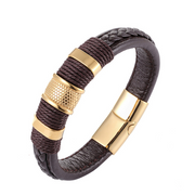 Retro Steel Hand-Woven Rope Leather Bracelet