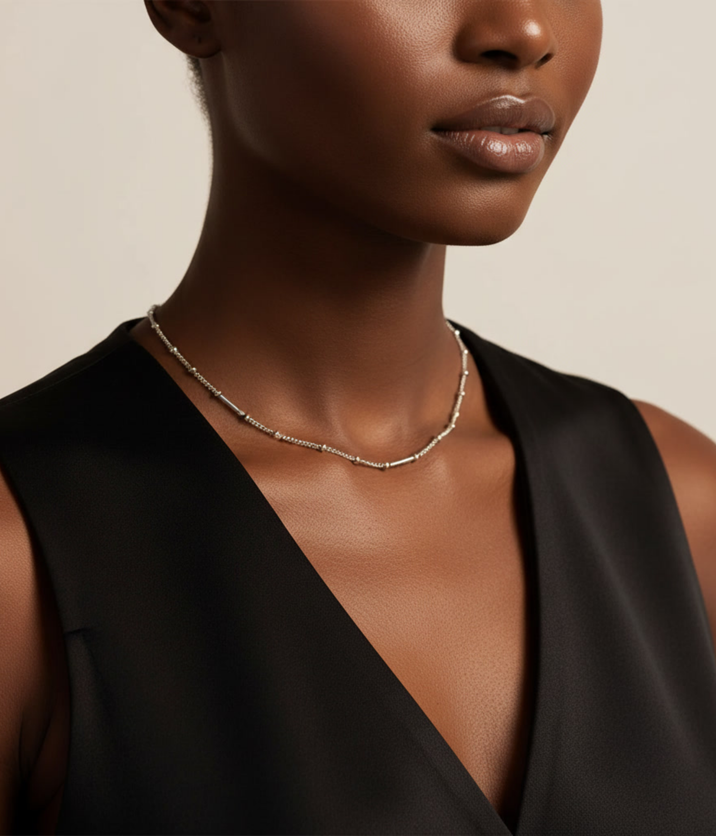 Silver Beaded Choker