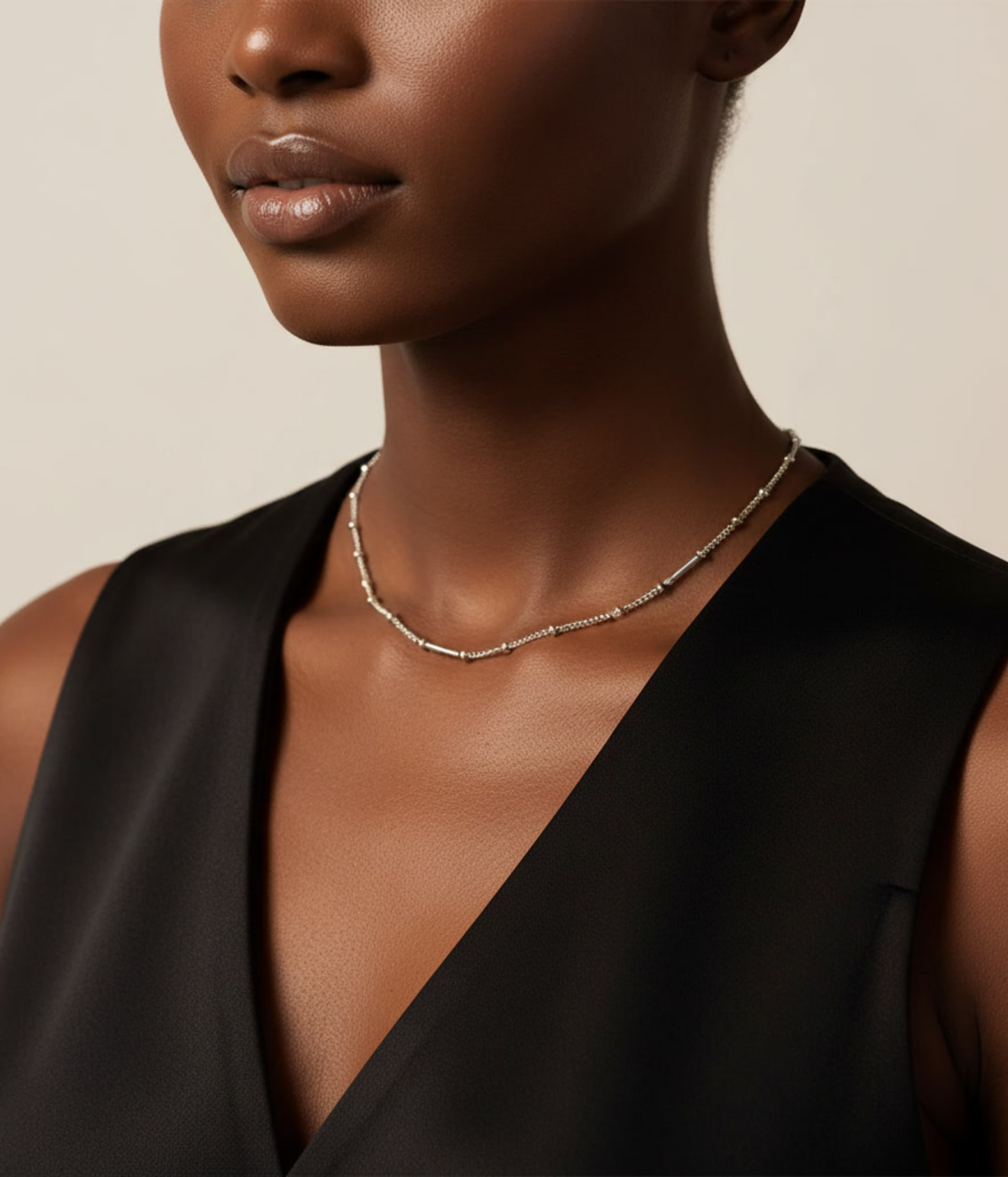 Silver Beaded Choker