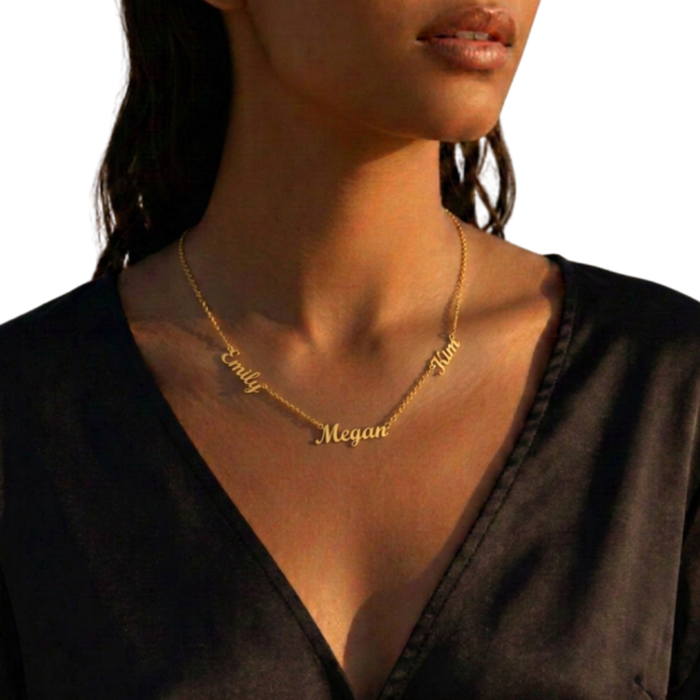 Custom Multiple Name Necklace - Personalised Multi Nameplate Pendant, Iced Out Family Mother's Gift, Waterproof Gold Stainless Steel Jewelry for Her