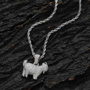 White Gold Iced Goat Pendant