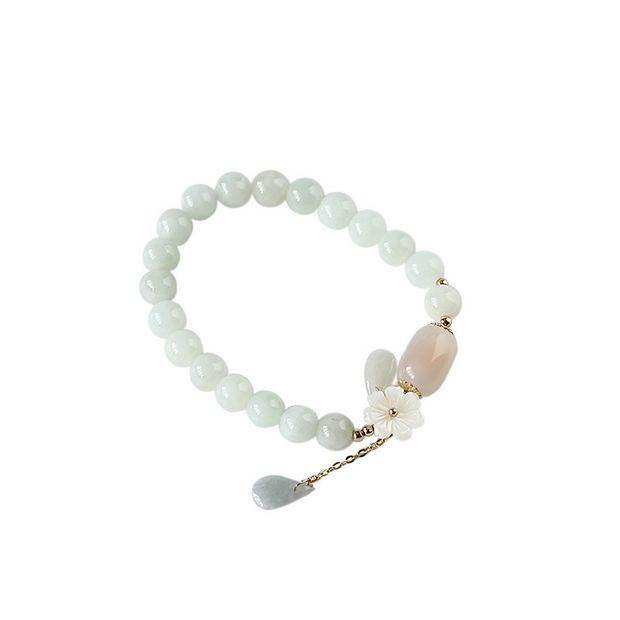 Natural White Jade Luck Charm Bracelet