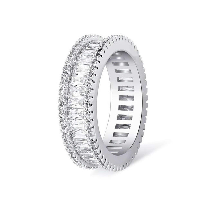 White Gold Prong Set Baguette Band Ring