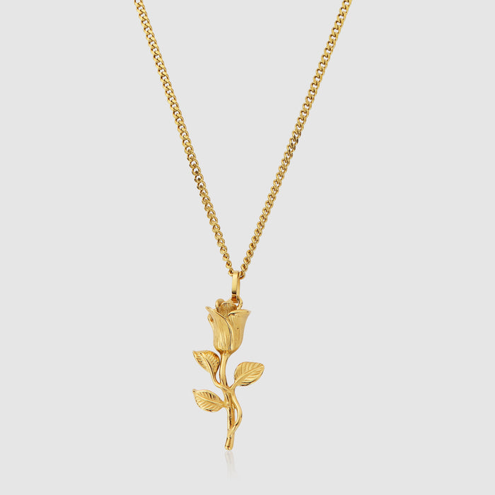 Gold Rose Pendant Necklace