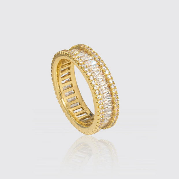 Gold Prong Set Baguette Band Ring