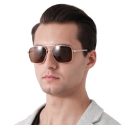 Square Frame Double Beam Polarized Sunglasses