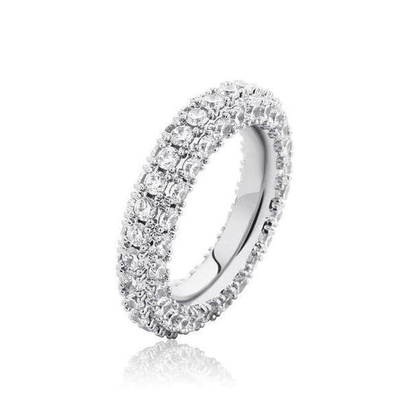 White Gold 3 Row Prong Ring