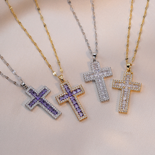 Simple Cross Zircon Pendant