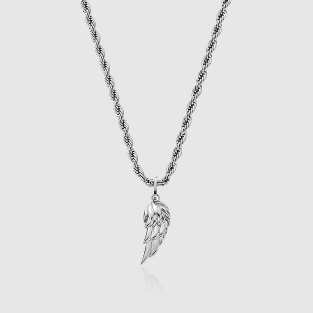 Silver Wing Shaped Pendant Necklace