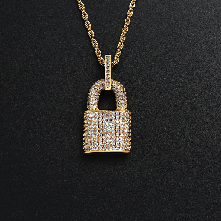 Gold Iced Padlock Pendant