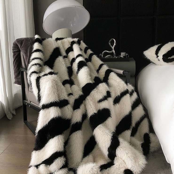 Zebra Faux Fur Blanket