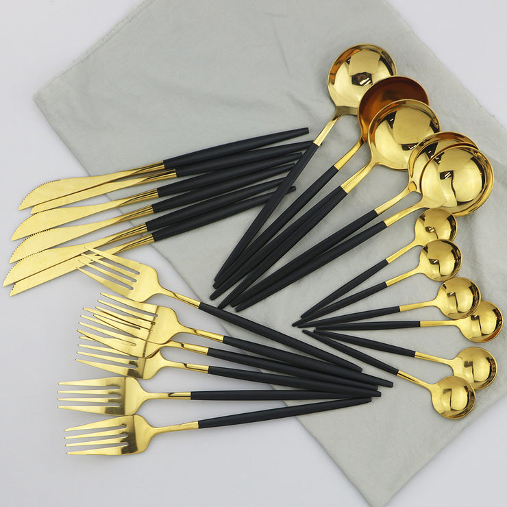 Modern Gold Flatware Set (24 Pieces)