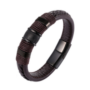 Retro Steel Hand-Woven Rope Leather Bracelet