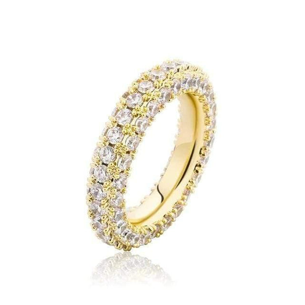 Gold 3 Row Prong Ring