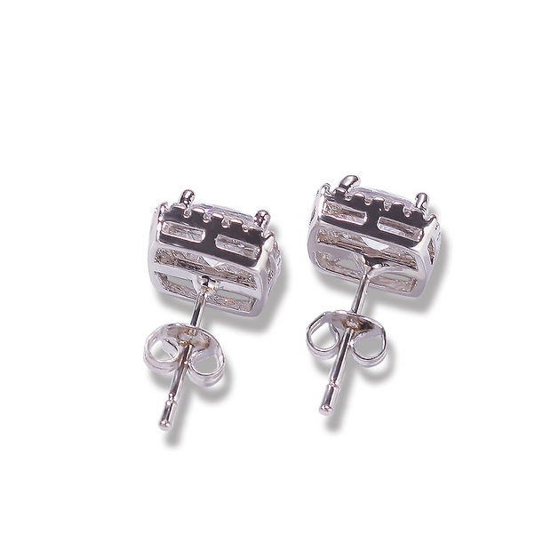 Square Diamond Stud Earrings