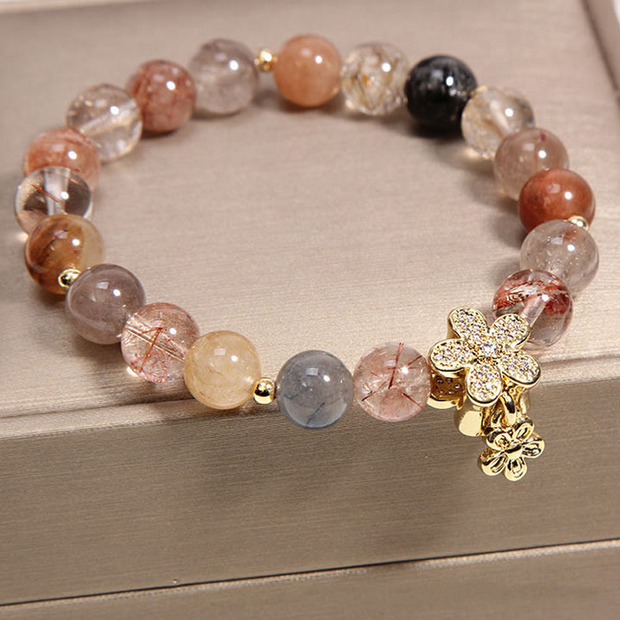 Multicolored Gemstone Flower Bracelet