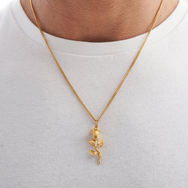 Gold Rose Pendant Necklace