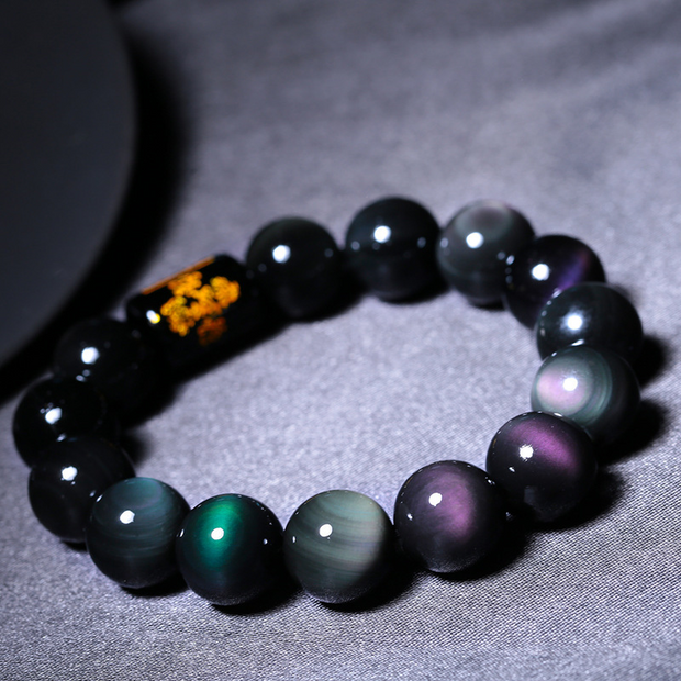 Natural Rainbow Obsidian Bracelet