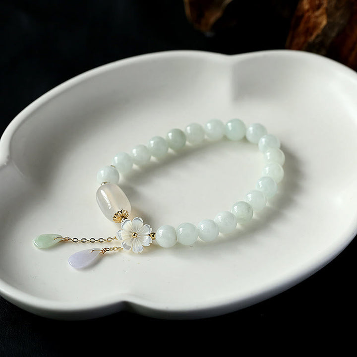 Natural White Jade Luck Charm Bracelet