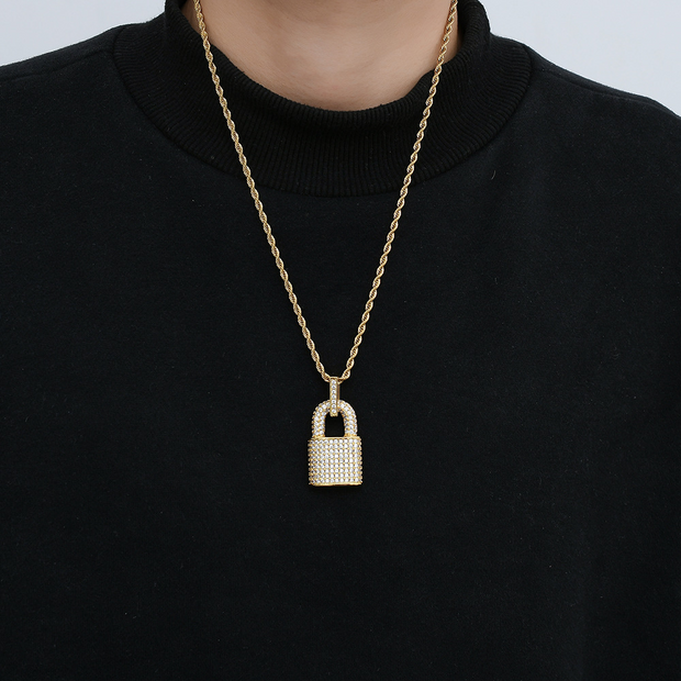 Gold Iced Padlock Pendant