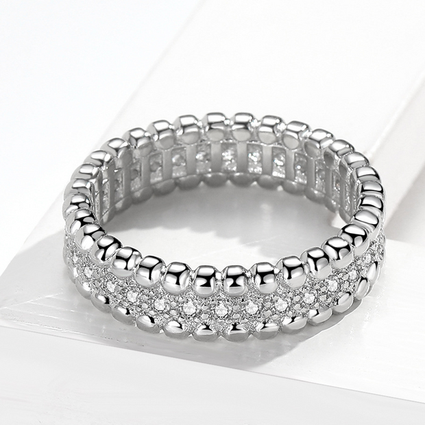 Double Sided Roller Ball White Gold Ring