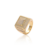 Gold Square Paved Ring