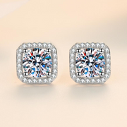 Classic Silver Diamond Stud Earrings