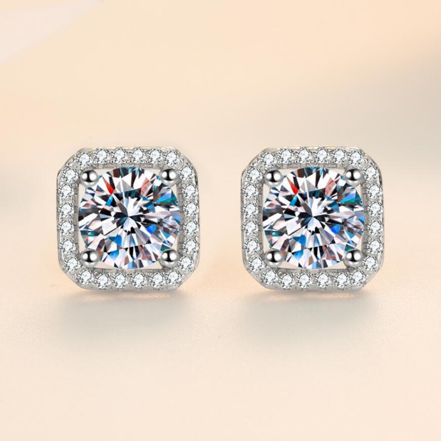 Classic Silver Diamond Stud Earrings