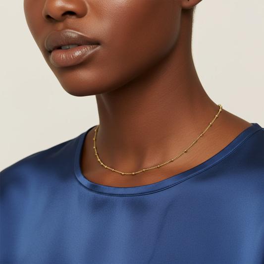 14k Gold Satellite Necklace Beaded Choker