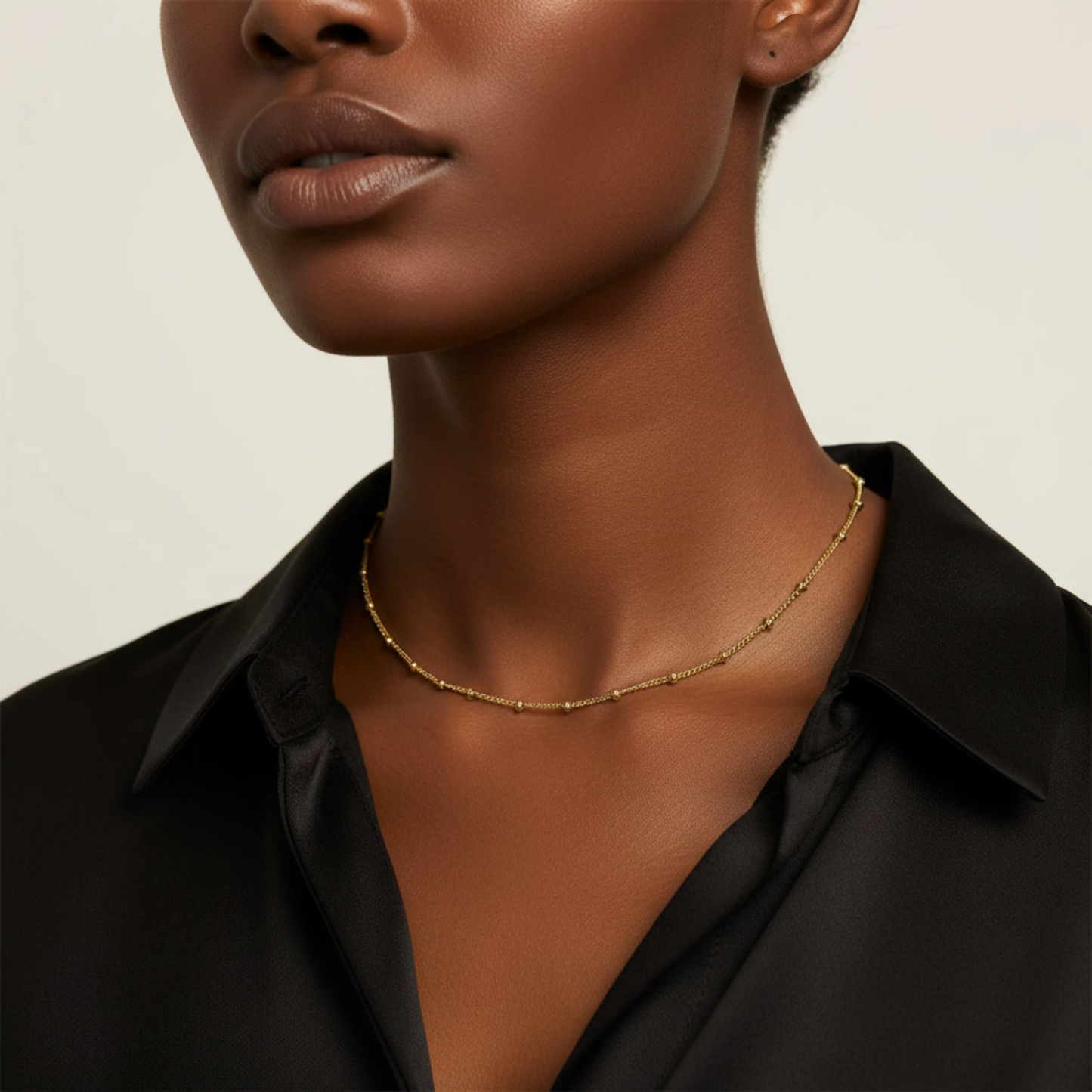 14k Gold Satellite Necklace Beaded Choker