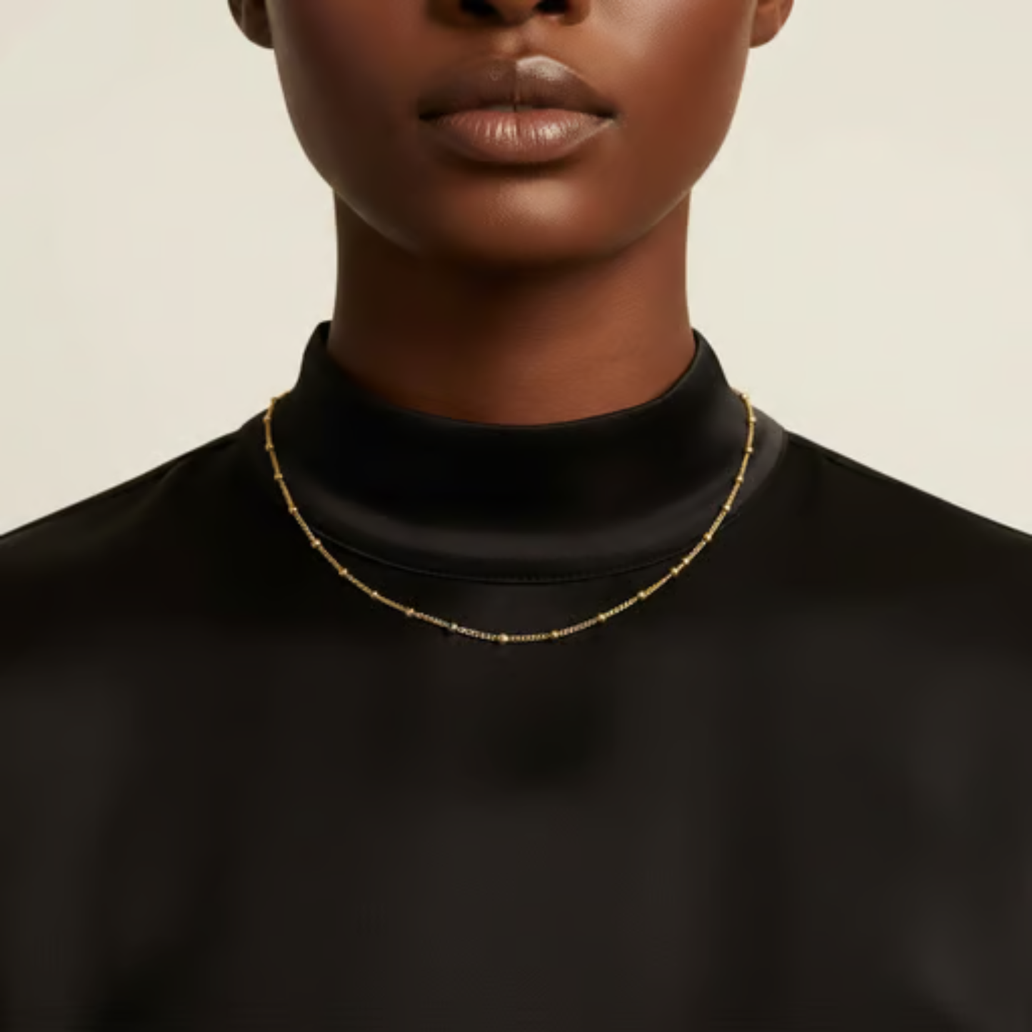 14k Gold Satellite Necklace Beaded Choker