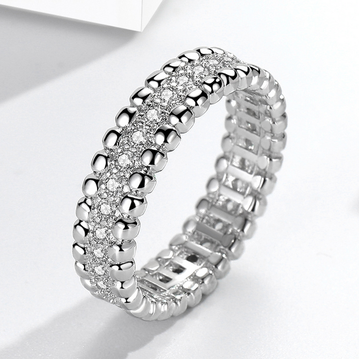 Double Sided Roller Ball White Gold Ring