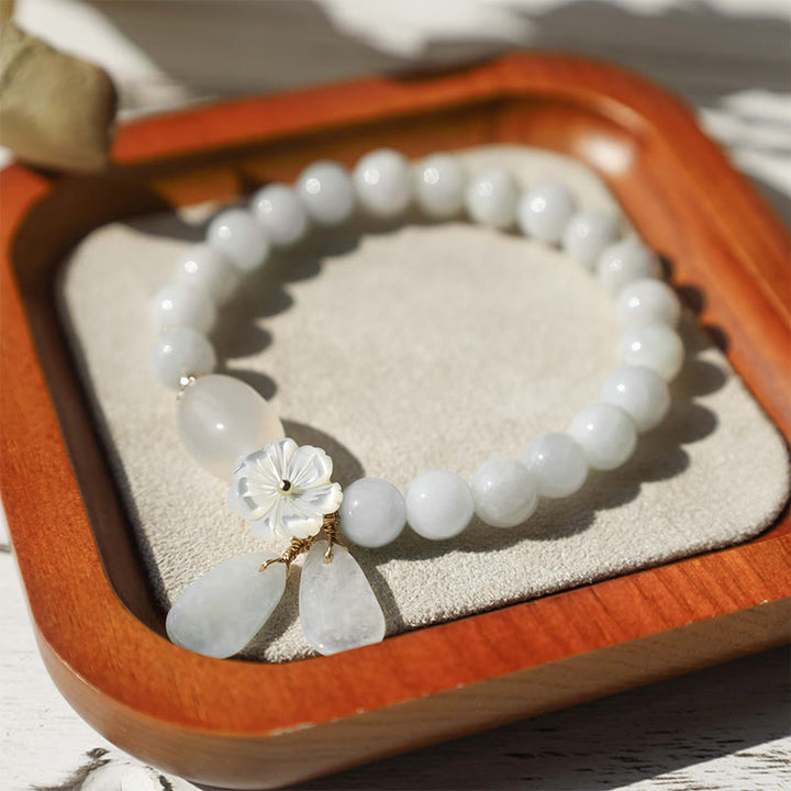 Natural White Jade Luck Charm Bracelet