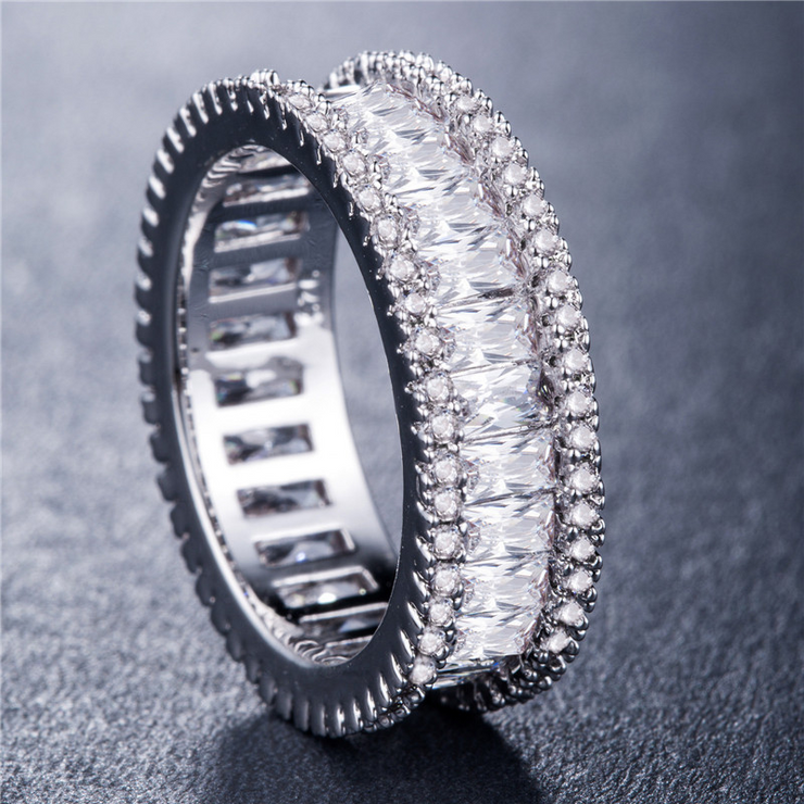 White Gold Prong Set Baguette Band Ring