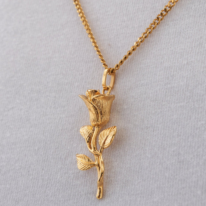 Gold Rose Pendant Necklace